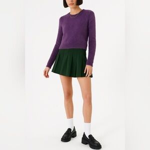 Sunday Best Kitten Sweater Eyelash Knit Cropped Purple Fitted Womens Soft XS